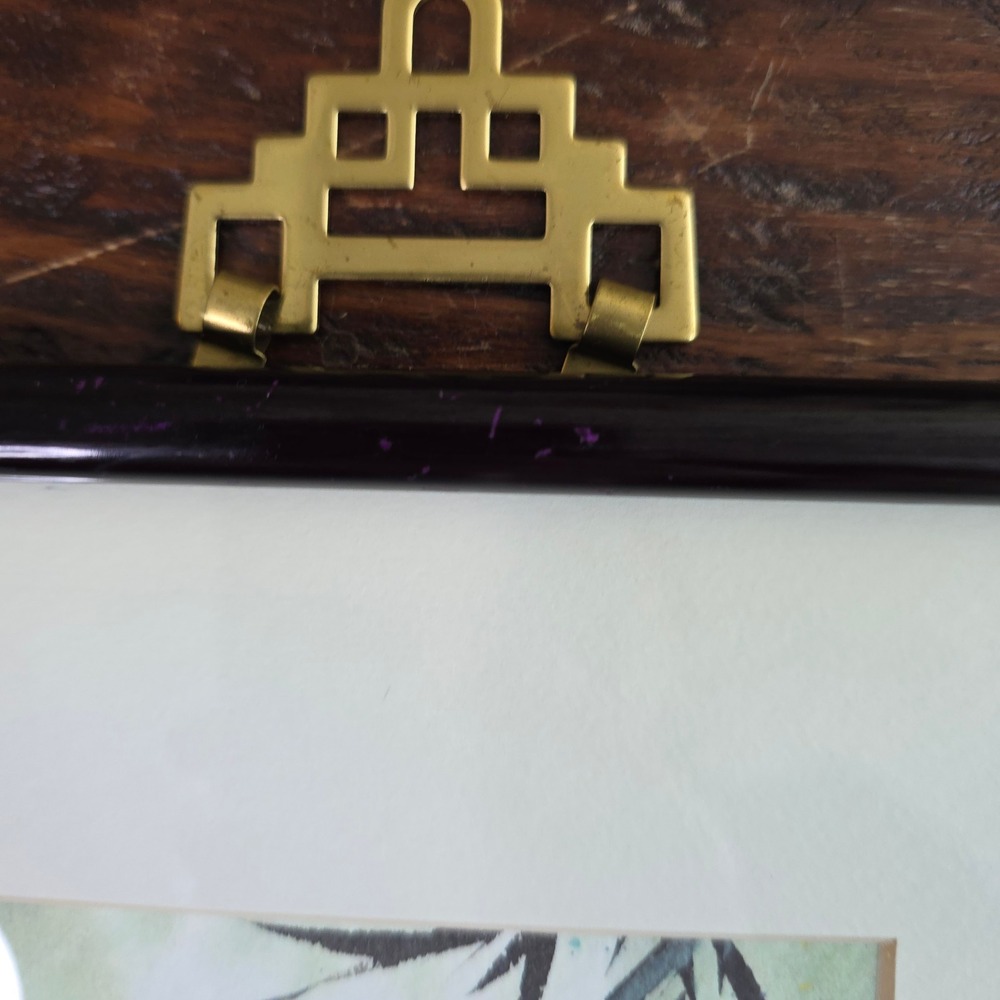Vintage Set of 3 Framed Panda Prints Chinoiserie Brass Pagoda Hanger 8x8 zoocore - Picture 6 of 16